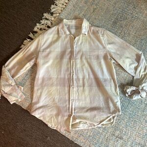 Everlane tan and yellow lightweight oversized button down